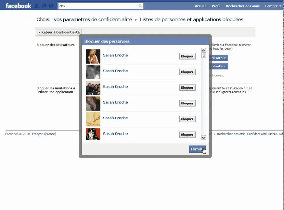 comment bloquer sa page facebook au public